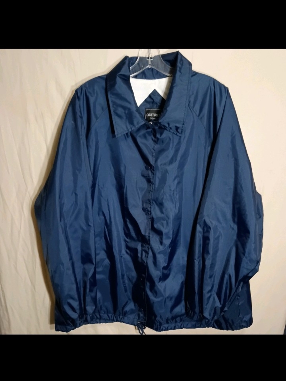 VTG OutBrook Windbreaker Jacket Women's 3X Navy Long Sleeve Drawstring Hem